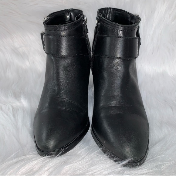 Marc Fisher Victa Moto Black Ankle Heeled Booties - Picture 4 of 10